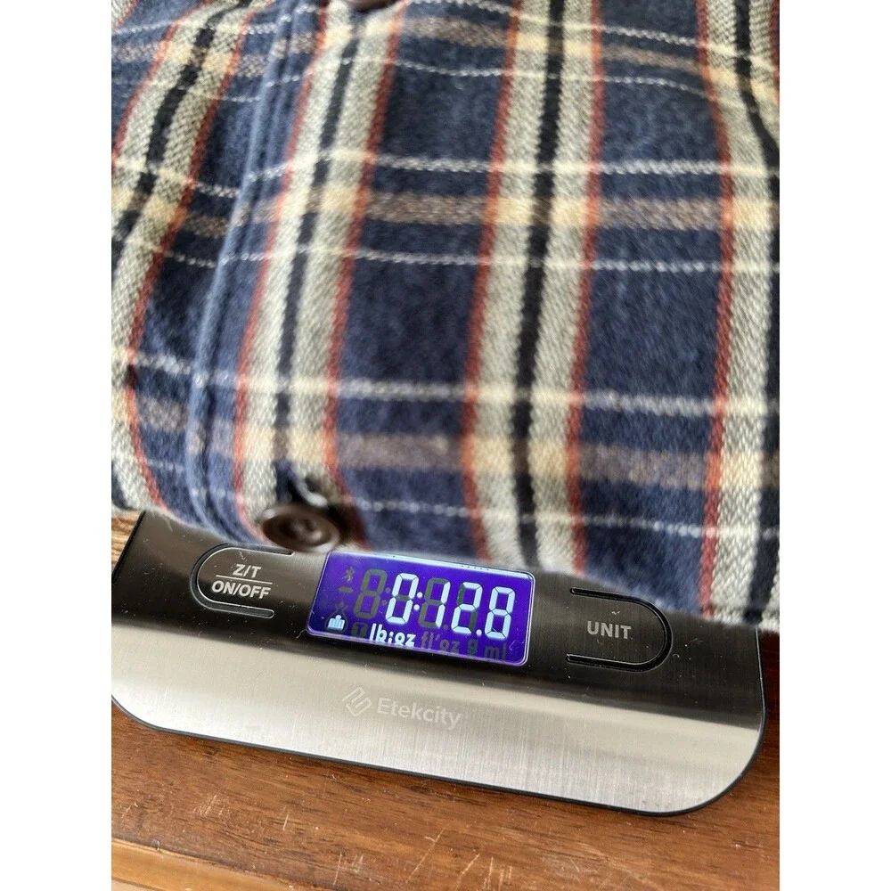 Banana Republic Plaid Lightweight Flannel Shirt Blue Tan Button Down Mens size M